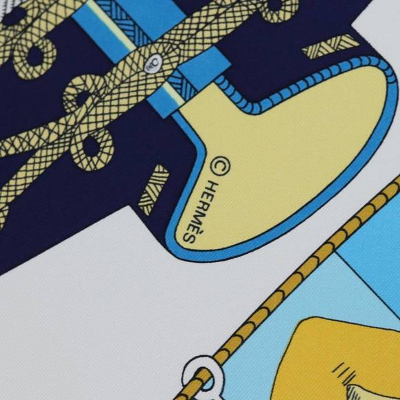 HERMES Carre 90 Scarf ""circus"" Silk Blue Auth fm3437 - Picture 15 of 16